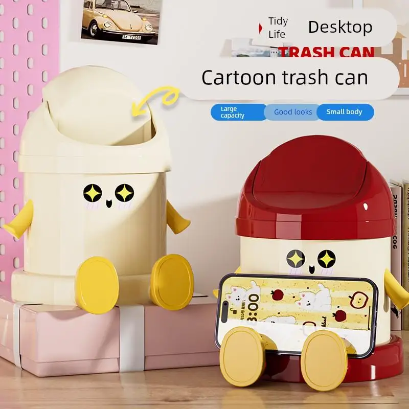 

Cartoon Desktop Tra Can Bedroom Study Desk Paper Basket Storage Buet High Aesthetic Value Home Office Dormi