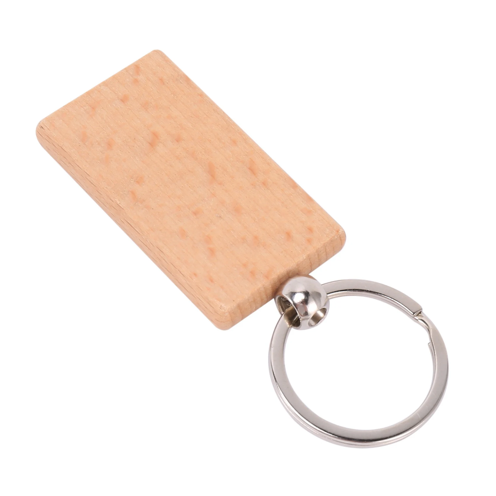 240Pcs Blank Rectangle Wooden Key Chain DIY Wood Keychains Key Tags Can Engrave DIY Gifts Eco-Friendly