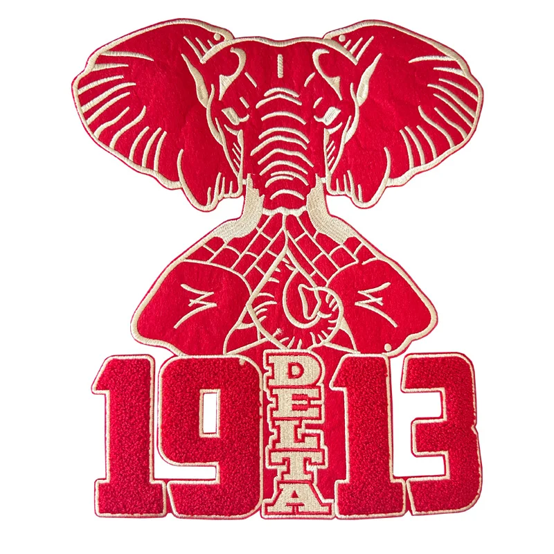 Delta Sigma Theta 1913 DST نادي نسائي ، رقعة مطرزة لإكسسوارات الملابس ، فيل أحمر كبير ، الأحدث