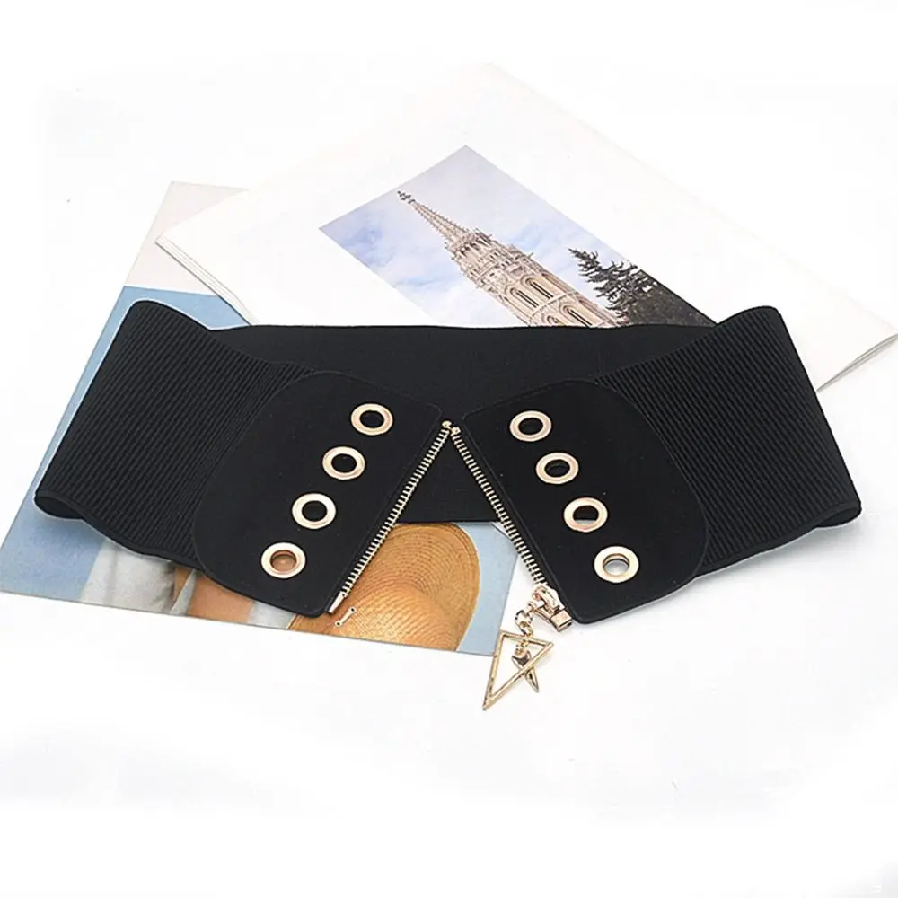 Fashion Wide Elastic Corset Belt Black Plus Size Dress Waistband Elastic Waist Wide Belts for Skirt Dress Coat