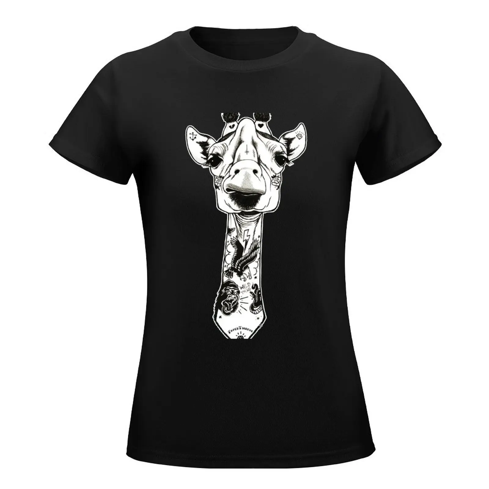 Tattooed Giraffe T-Shirt lady clothes cute clothes funny summer tops cotton t shirts Women