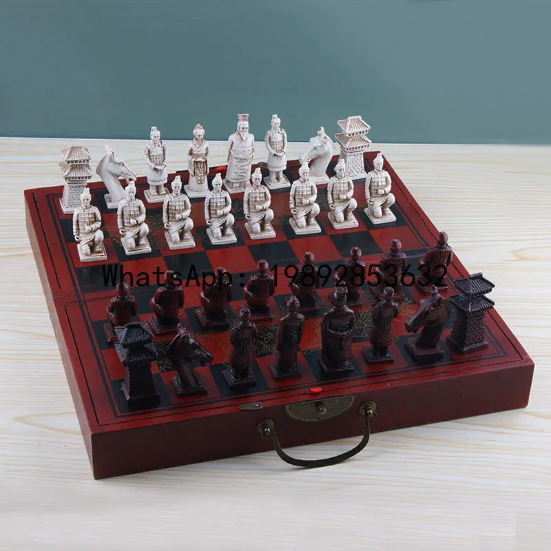 

QZ supplies antique chess, Xi'an Terracotta Warriors and Horses, resin three-dimensional chess pieces and wooden