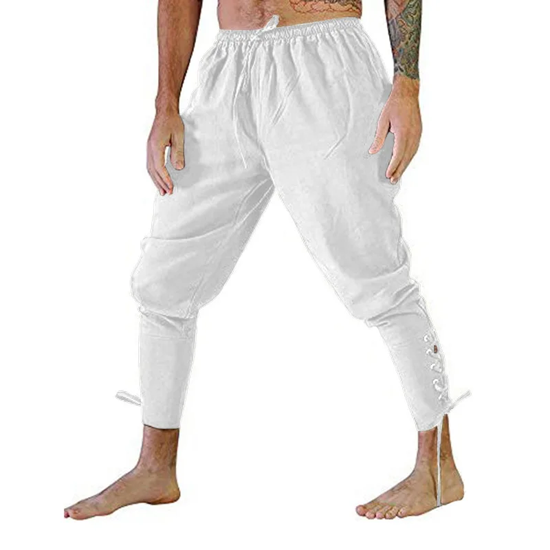 Piraat Broek Viking Kostuum voor Mannen Renaissance Middeleeuwse Broek Trekkoord Shorts Halloween Kostuum Volwassen Cosplay