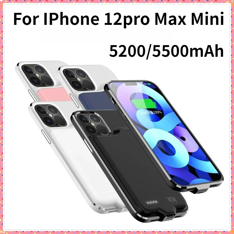 

Новый чехол-аккумулятор 5200/5500 мАч для iPhone 12 Pro Max Mini, чехол-аккумулятор, аксессуары для мобильных телефонов