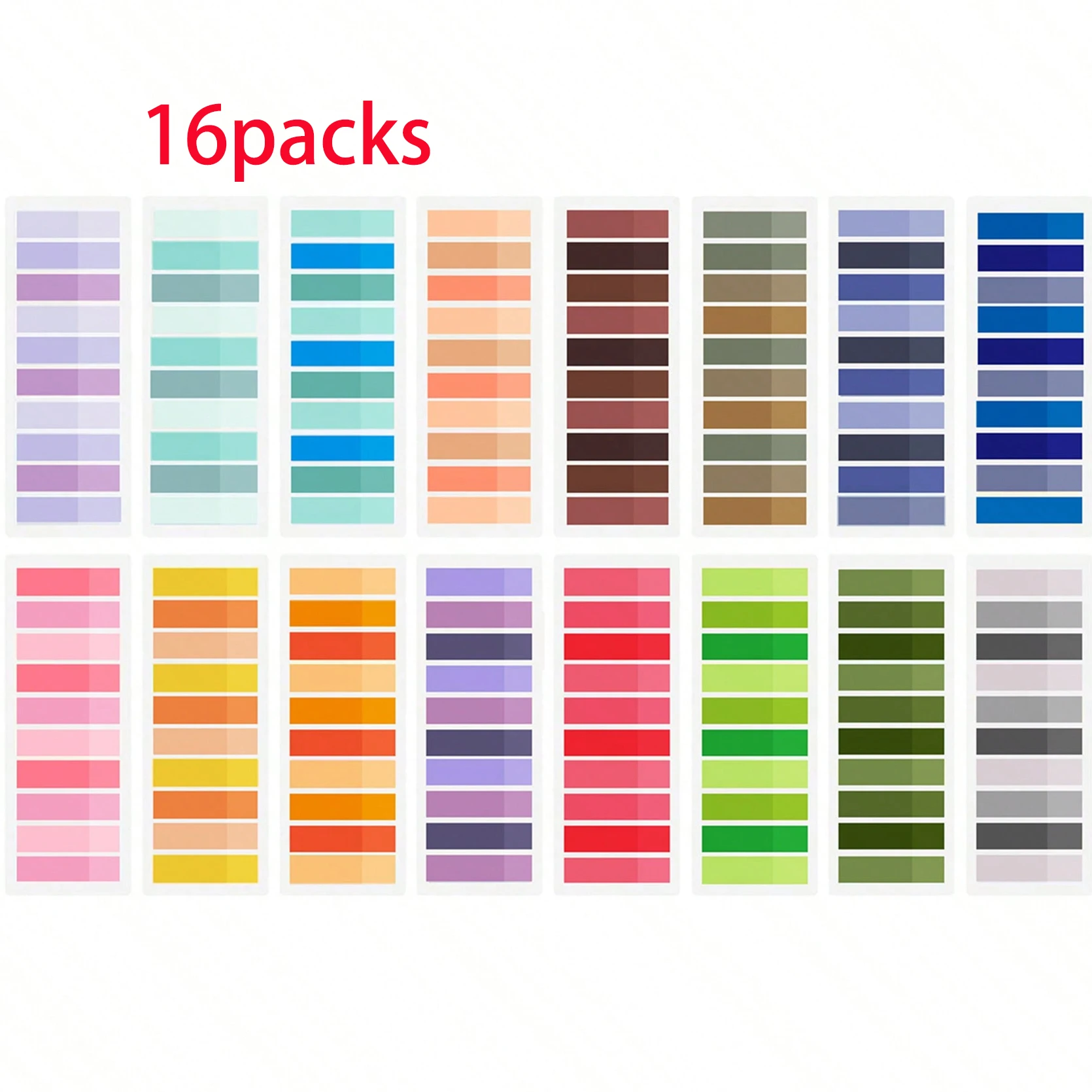 8/16 Packs Gradient Index Sticker, Self-Adhesive Page Tabs, Colorful Sticky Notes, Writable Memo Pads for Books, Office School