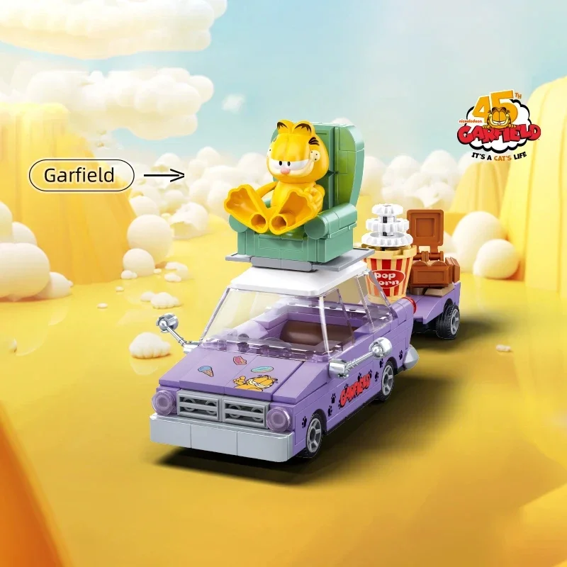 Garfield Car Building Blocks City Magic Cartoon Cat Anime Figures Collection Dispaly Model DIY Bricks Toys Youth Birthday Gift