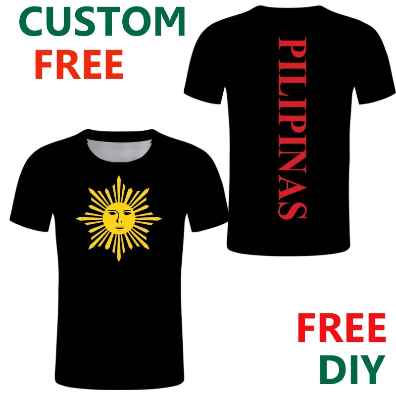 Philippines DIY Free Custom  Print Name T Shirt Filipino Nation Flag Republic Print Jersey Breathable quick-drying T-shirt