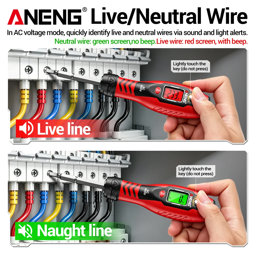 ANENG B29 Non-contact AC Voltage Tester Pen NCV Voltage Detector Live Neutral Line Test Buzzer Screwdriver Electrical Repair