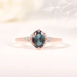 GEM'S BALLET 925 Sterling Silver Oval Alexandrite Engagement Ring Vintage Rose Gold Bridal Ring art Unique Gift Women Jewelry