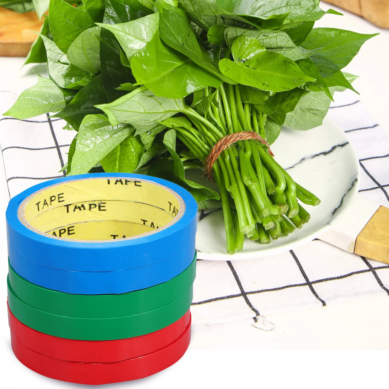 6 rollos de bolsas de atado de colores, máquina de sellado, cintas, recambios para atar bolsas, embalaje de correas de verduras, eficiente para el hogar