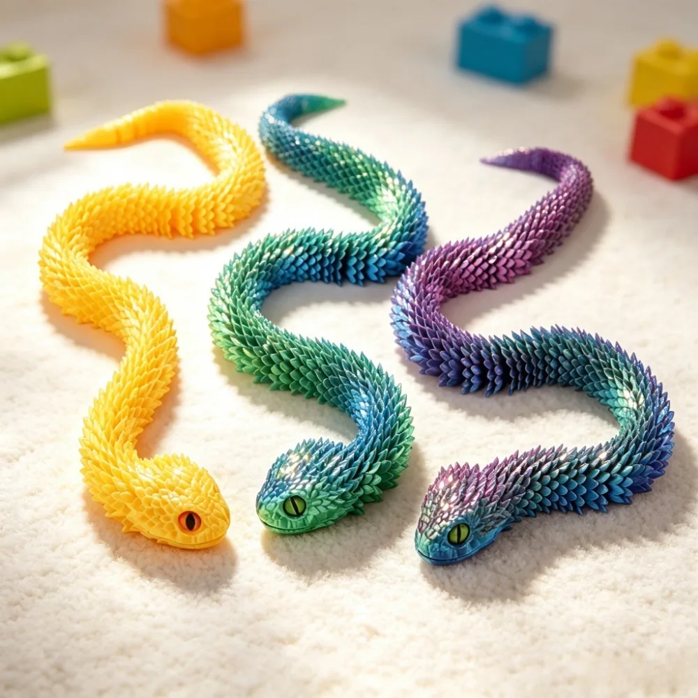 30cm 3D Printed Snakes Ornament Jointed Small Snake Animal Model Office Desk Home Shelf Decoration Gift