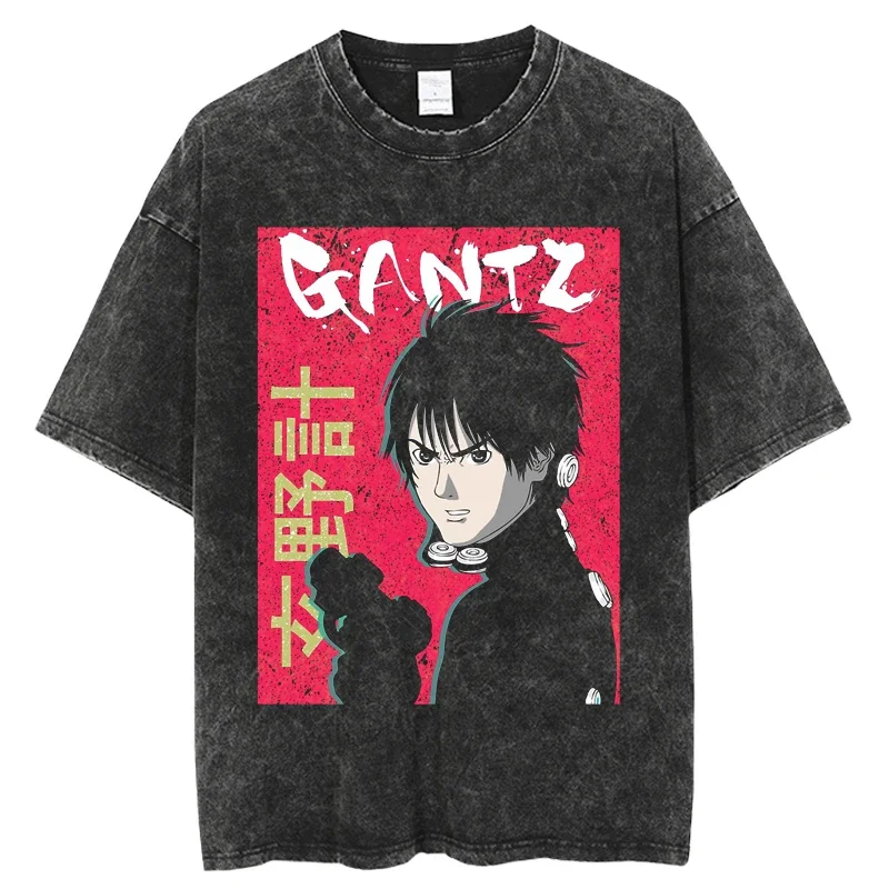 Harajuku Punk Vintage Washed T Shirt For Men 2026 Hip Hop Fashion Casual Short Sleeve Tee