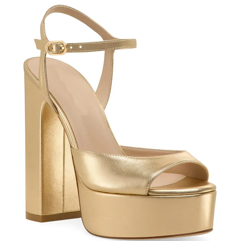 

Platform Shallow Square Heel Slingback Sandals Sexy Pointed Toe Buckle Strap New Arrivals Fashion Women Runway Shoes