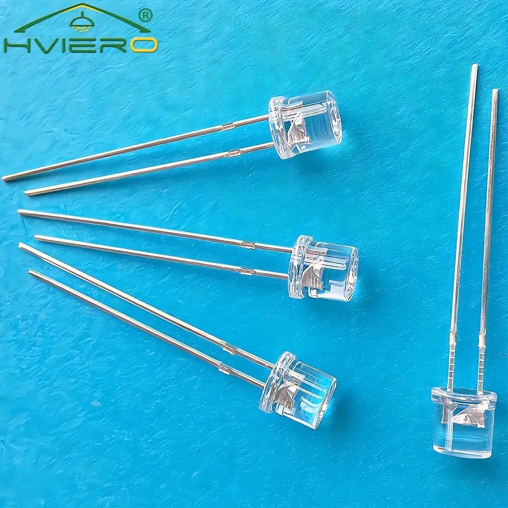 100pc Angle Light Diode Min F5 5mm Flat Top White Red Pink Yellow Blue Wide Water Clear LED Bead Ultra Bright Bulb Emitting Lamp