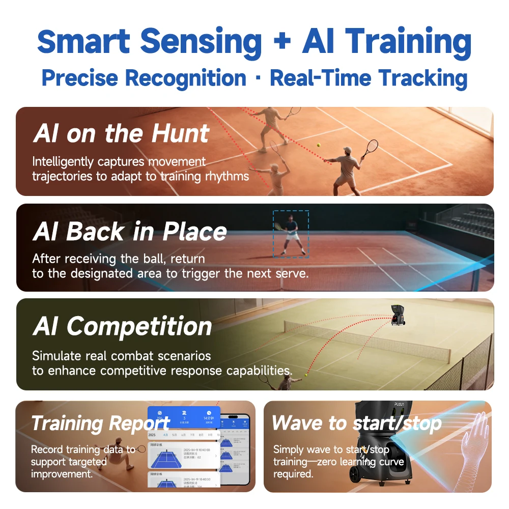 PT-Pro MAX Tennis Ball Machine Real-Time Motion Tracking Professional APP Control Tennis Ball Launch Training Shooting Machine