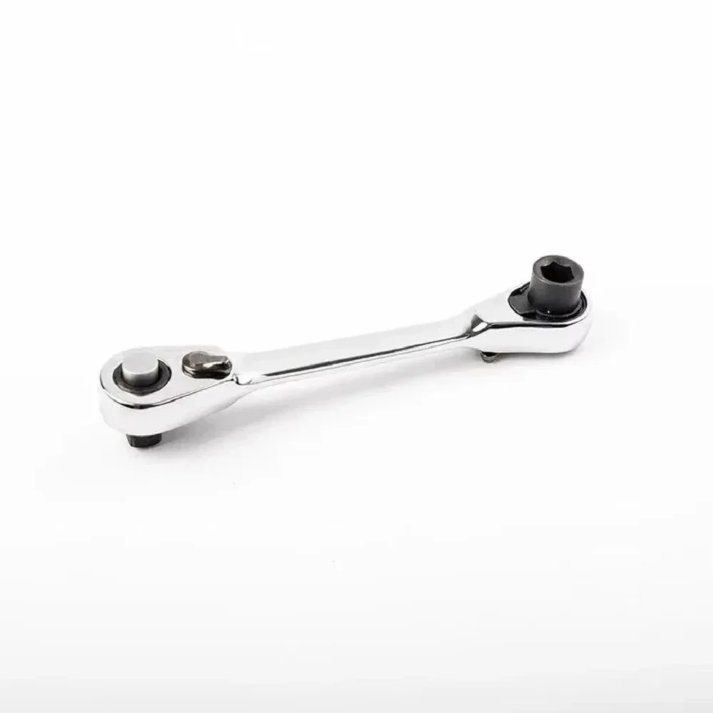 Mini Treble 1/4 Ratchet Wrench Double Ended Quick Socket Ratchet Wrench Screwdriver Hex Torque Wrenches Set 2-in-1 Spanner