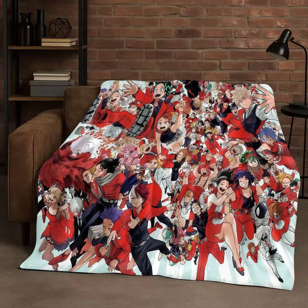 3D Anime My Hero Academia Bakugou Deku Cartoon Flannel Blanket,Ultra Soft Warm Plush Throw for Home Bedroom Bed Sofa Cover Kids