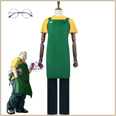 New Anime Sakamoto Days Taro Sakamoto Cosplay Costume Yellow Top Green Apron  Wig  Anime Outfit Men's for Comic Con Party