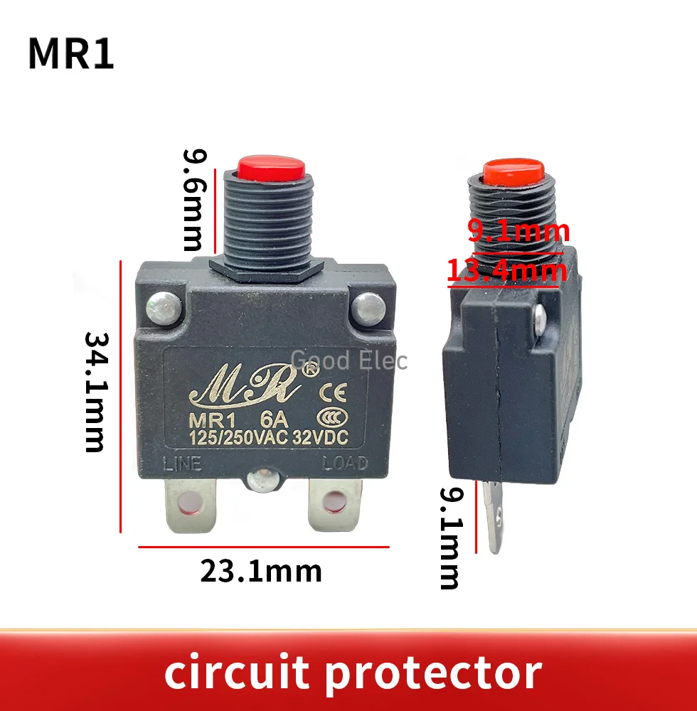 MR1 circuit Breaker+waterproof cover 3A,4A,5A,6A,7A,8A,10A,15A,18A,20A,25A,30A  thermal switch overload protector push button