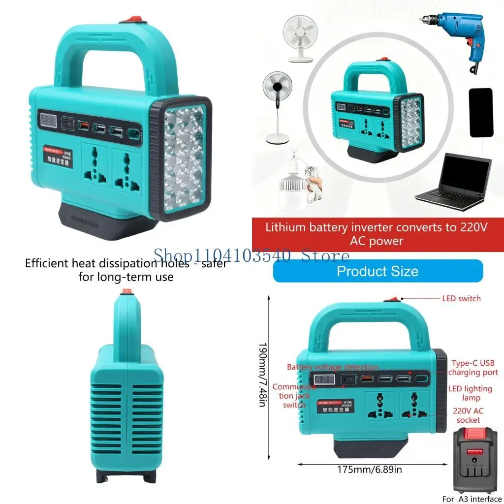 02DC Efficient DC18V-21V to AC180V-220V Power Inverters For Camping Trip And Power Outages With Multiple Safety Features
