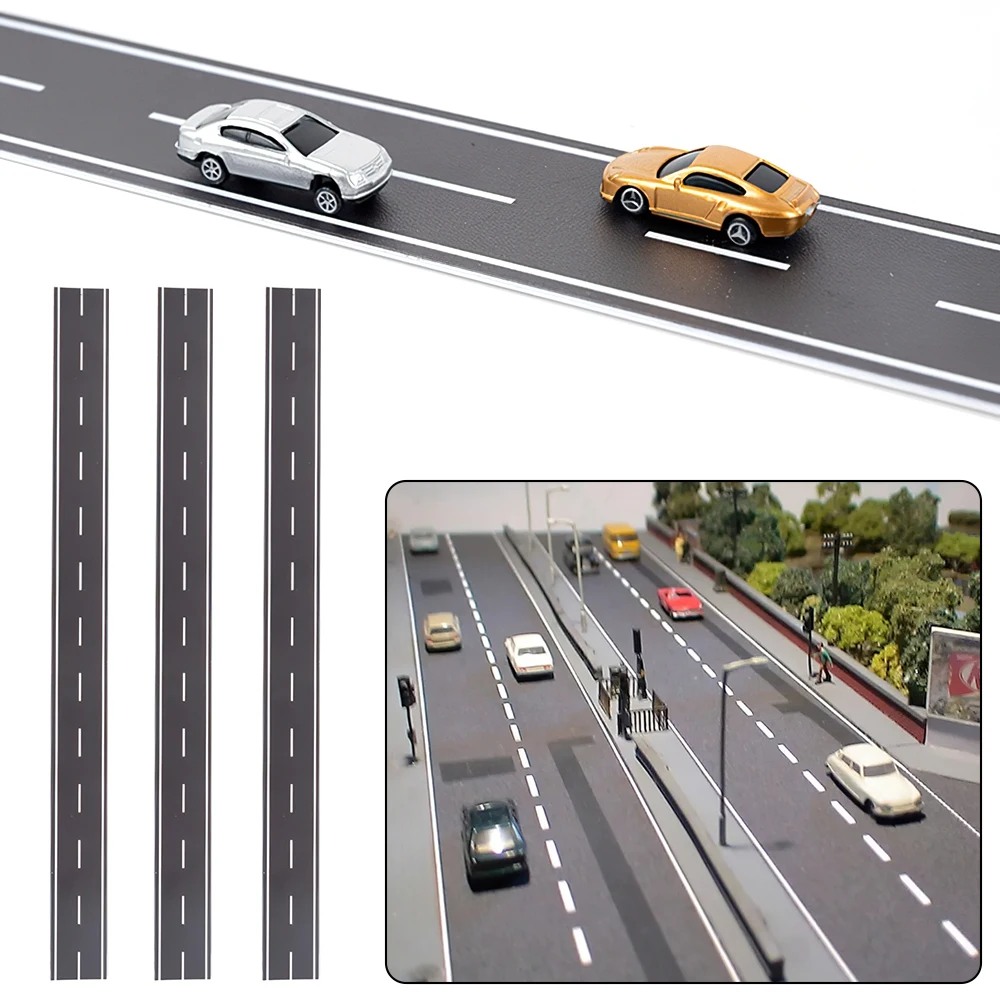 1/3Pcs N Scale City Roads Model Train Scenery Sheets Straight Road Sheet 50cm Long 4cm Width