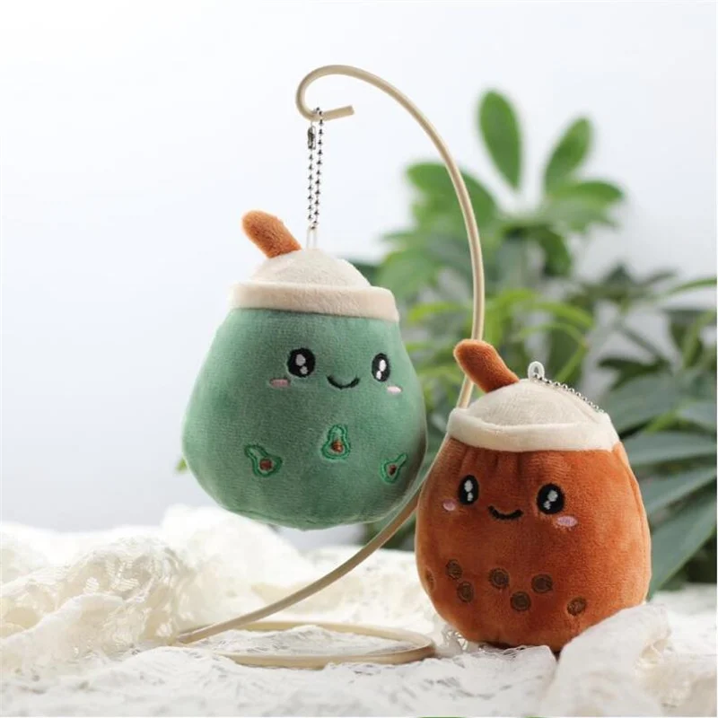 Gesimuleerde Fruit Melk Theekop Tas Hanger Knuffel Kleine Parel Gevulde Pop Fopspeen Doek Pop Meisje Verjaardagscadeau 12CM