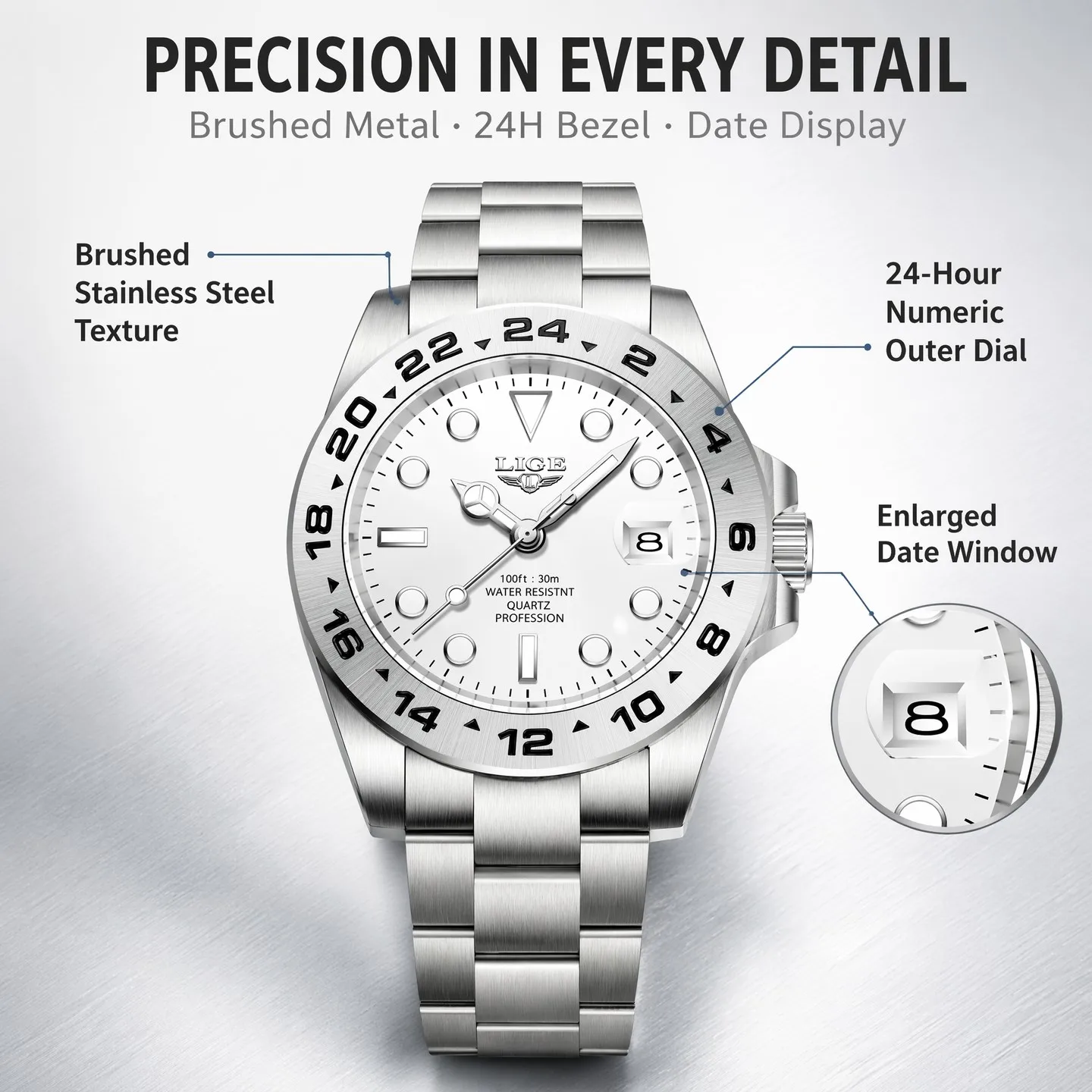 

LIGE Hot Sell Men Watch Sport Mens Watches Top Brand Luxury Military Waterproof Full Steel Quartz Clock Men Relogio Masculino