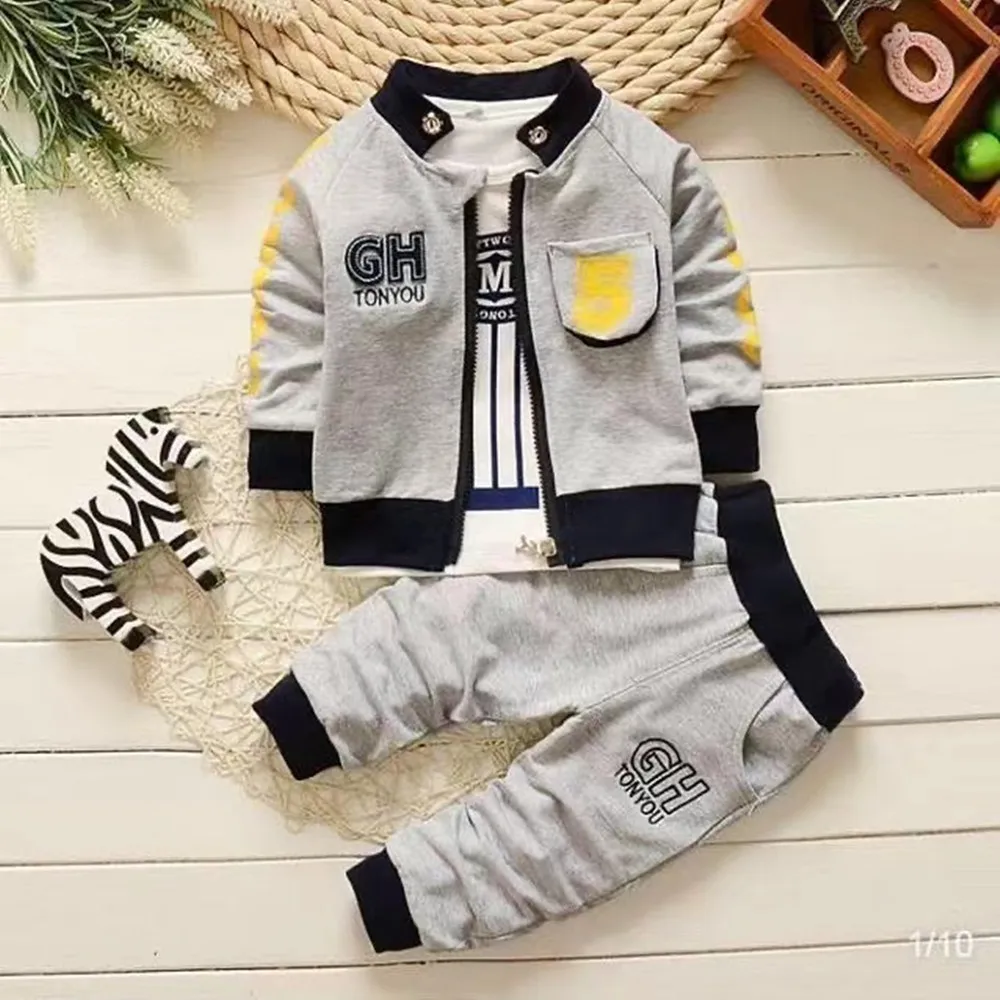 Baby Clothes Set Spring Autumn Winter Children Clothing Warm Suits Kids Baby Boys Jacket+pant 3PCS Child Training Boy Clothes