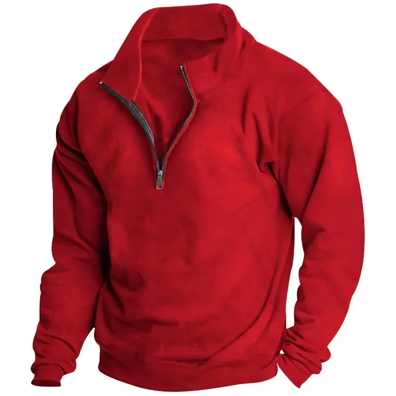 

Spring and winter new men's fleece sweatshirt stand-up collar half zipper long sleeve cross-border European trend men's top