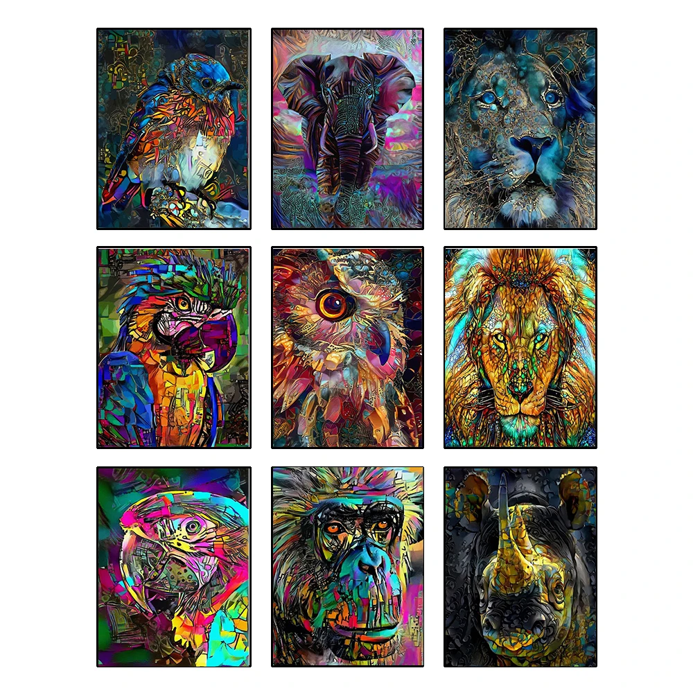 

Animal Diamond Painting Kits Full Square Diamond Owl Lion Diamond Embroidery Horse Mosaic Orangutan Diamond Artist