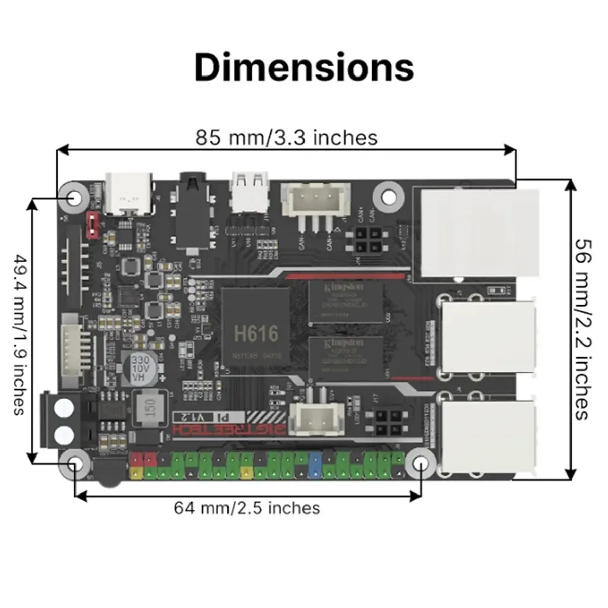 A003  PI V1.2 Board Quad Core -A53 2.4G WiFi 40Pin GPIO VS for Raspberry PI3B for Klipper 3D Printer DIY