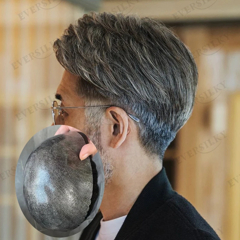 

Незаметные серые мужские парики из натуральных волос с плотностью 130% на полиуретановой основе (0.1-0.12 мм), прочные, для мужчин с облысением, прямые/волнистые прически