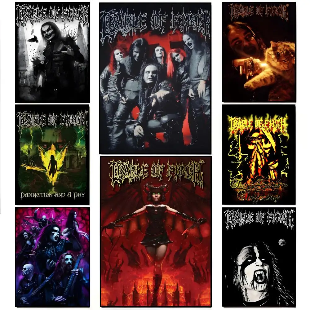 British Extreme Gothic Black Metal Band C-Cradle of Filth Poster Poster HD  Waterproof Wall Sticker Bar Living Room Decor Gift