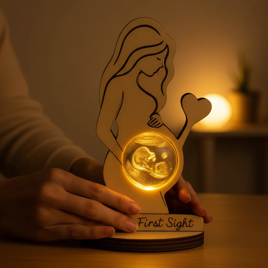 Custom Photo Night Light Personalized 3D Crystal Ball LED Lamp for Baby Ultrasound Wedding Couple Parents Keepsake Decor Gift view 3