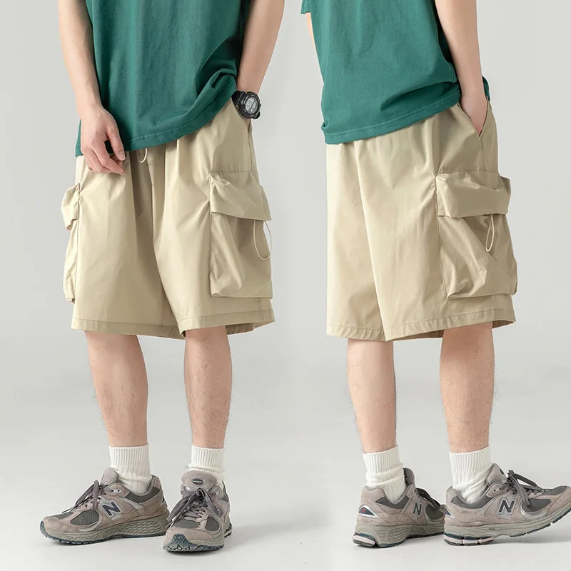 Y2k Japanese Men's Functional Style Large Pocket Cargo Shorts Men Harajuku Leisure Summer Outdoor Trend Loose Five Quarter Pants