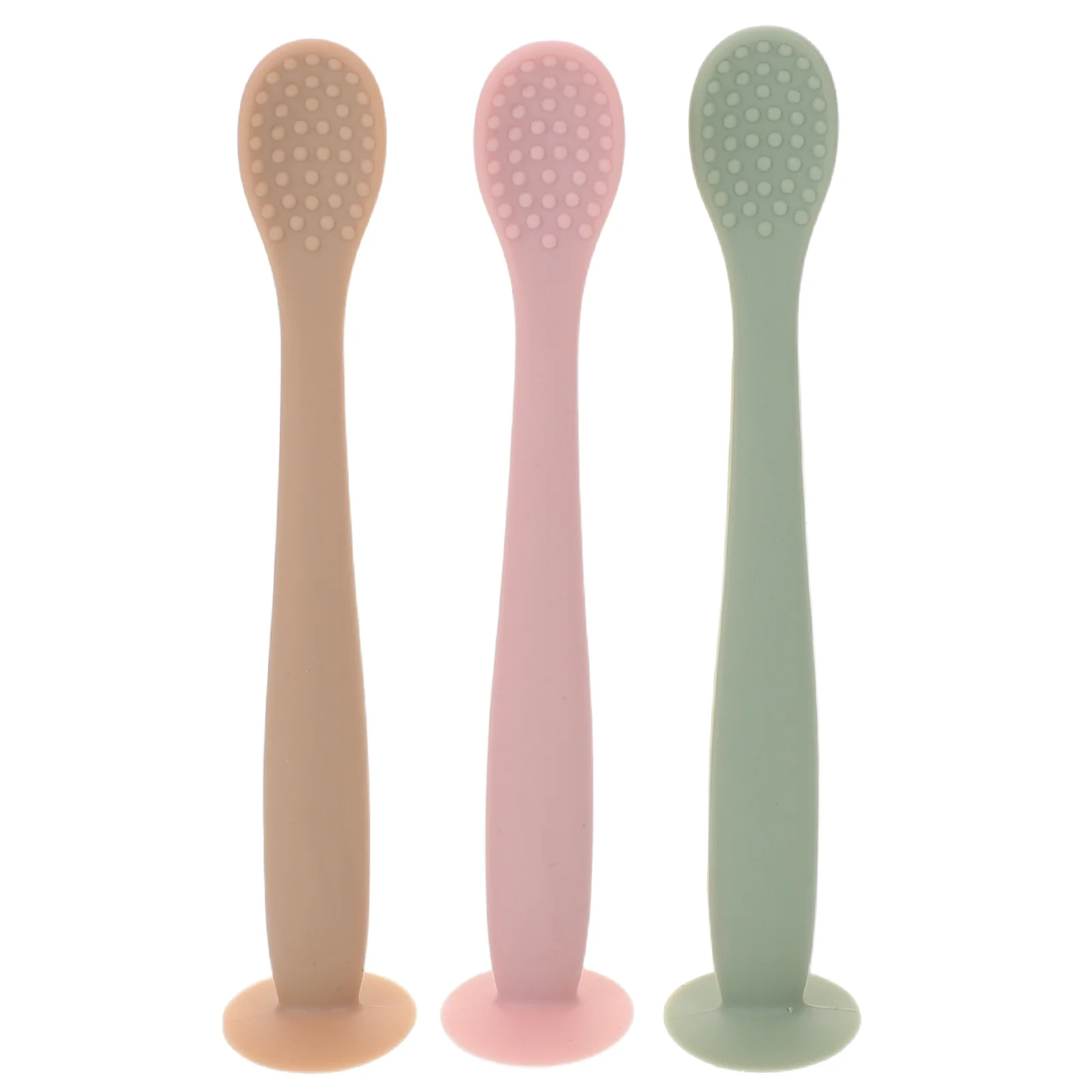 طقم ملاعق سيليكون مكون من 3 قطع، ملمس ناعم لأدوات تناول الطعام في المرحلة الأولى، ملعقة للأطفال الصغار، حرارة عالية #1