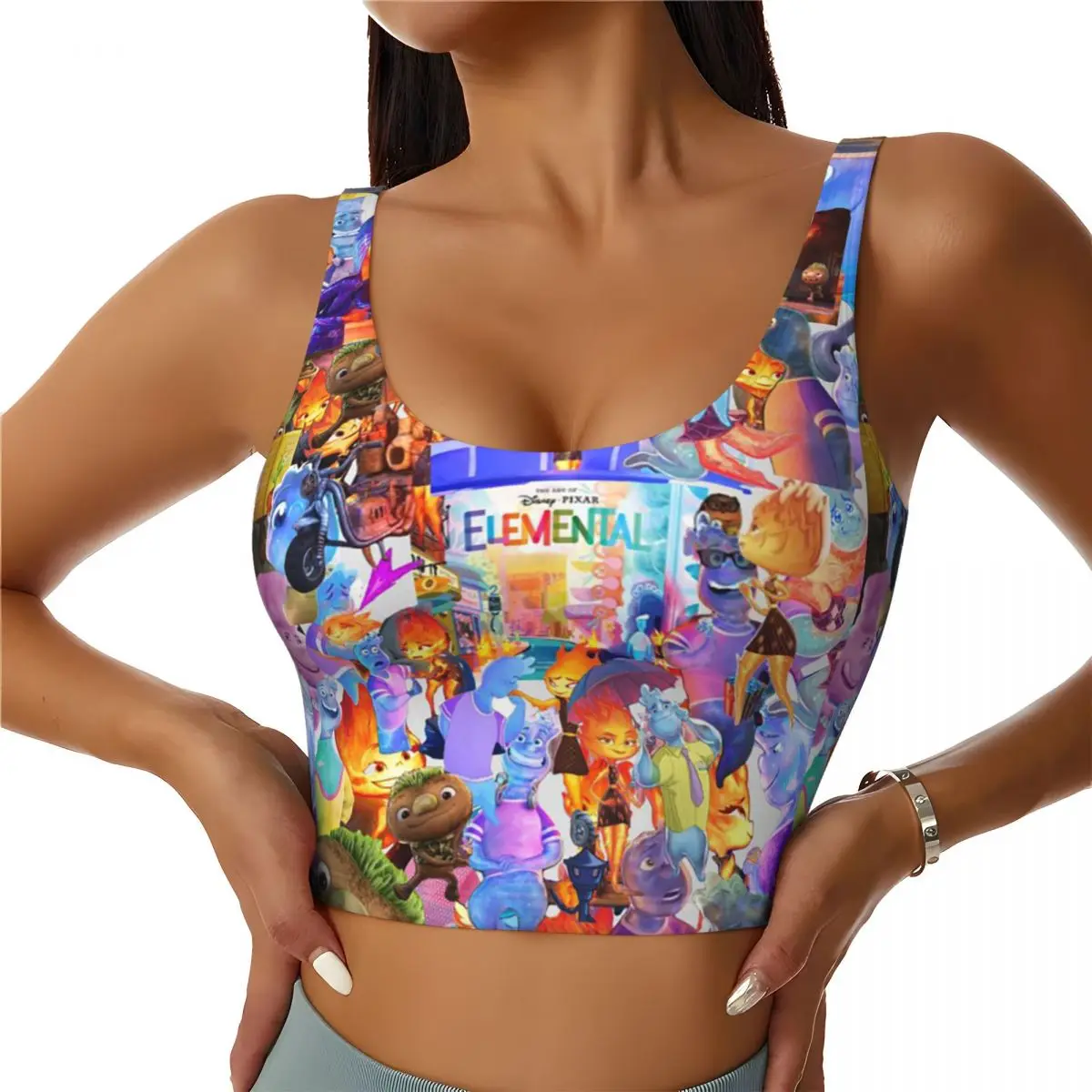 Custom Elemental Cartoon Movie Anime Sports Bra Women's High Impact Workout Yoga Crop Top