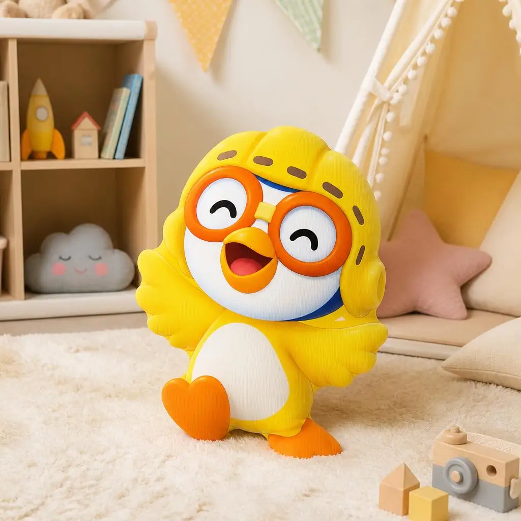 Pororo Penguin Character Shaped Stuffed Pillow Cartoon Cushion Throw Pillow for Kids Bedroom Sofa Accent Home Decor Gift