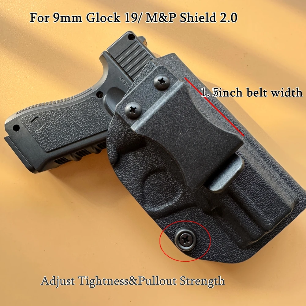

CLUSGO Right Hand Gun Holster For Smith & Wesson M&P Shield 2.0 9mm 1.5Inch Waist Inside Belt Pistol Carry Case GL19 Holster