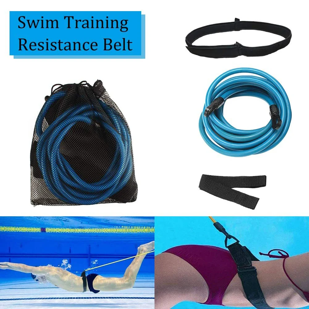 4M Swim Trainer Belt Swimming Training Safe Rubber Tube Elastic Pull Rope Resistance Band For Adult Kids Pool Accessories