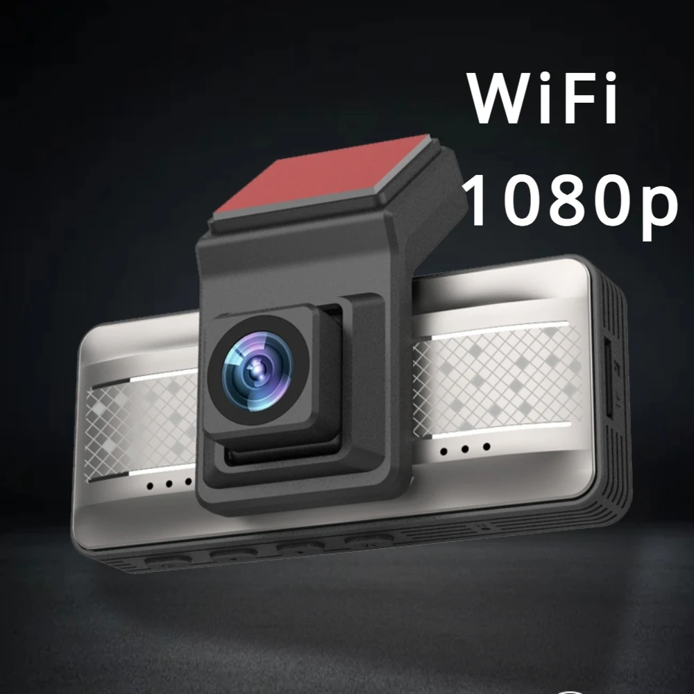 

С Wi-Fi Автомобильный видеорегистратор с углом обзора 140 °, видеорегистратор с циклической записью, видеорегистратор с детектором движения, передняя и задняя HD-камера, автомобильный привод 1080p