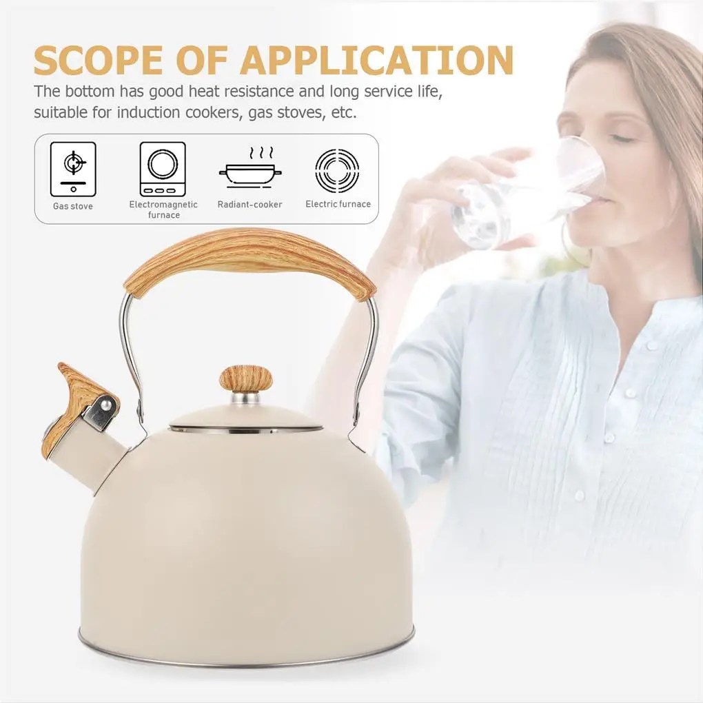 

2.5L Whistling Teakettle Tea Kettle Cookware Foldable Handle Water Boiler Kitchen Gadget Teapot Induction Cooker