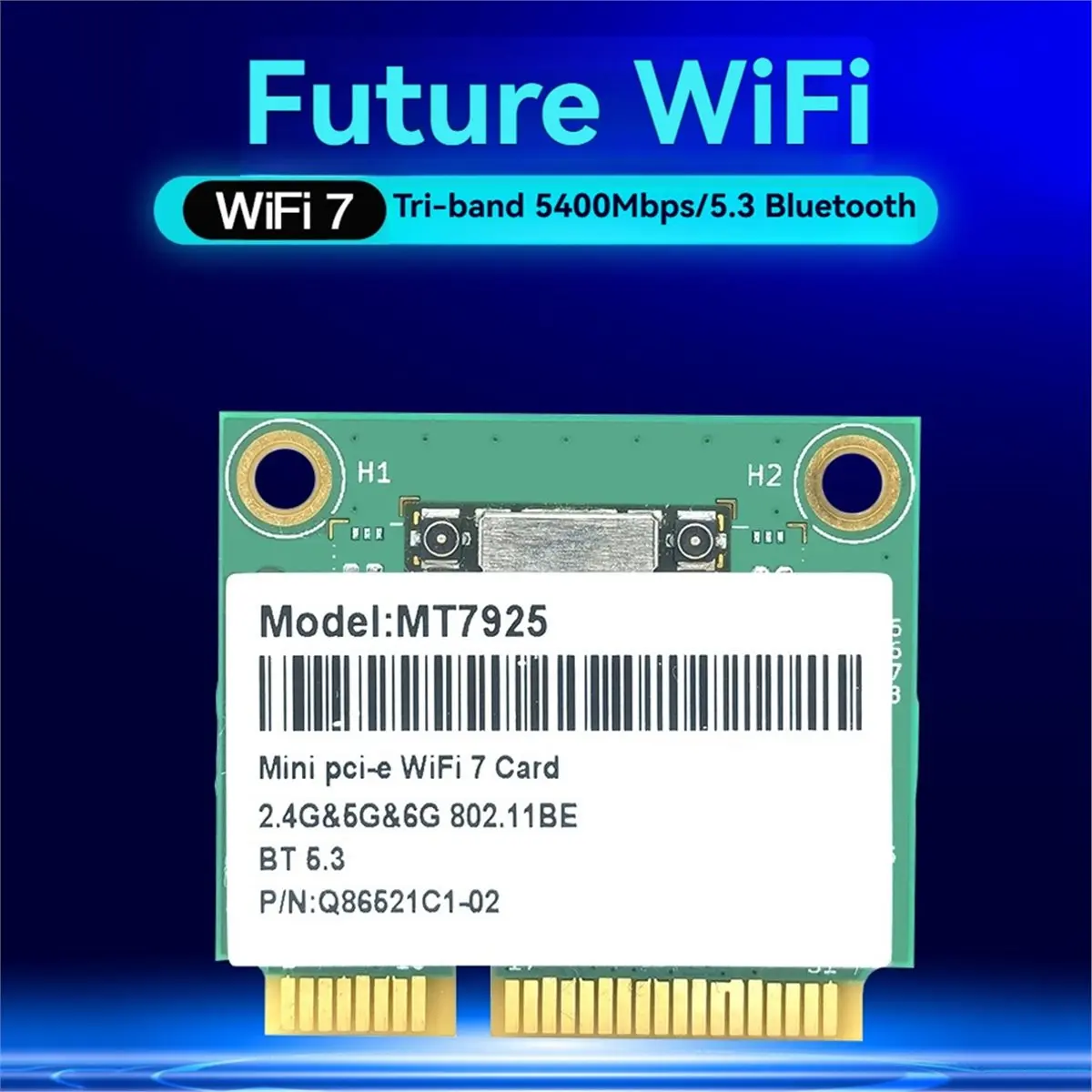 

(A26M) Сетевая карта WiFi7 MT7925, 5400 Мбит/с, Bluetooth 5.3, трехдиапазонная (2.4G/5G/6G), беспроводная карта MINI PCIE с антенной и креплением