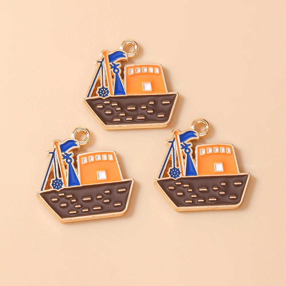 Leslie 10 Stück Niedliche Seemanns-Anker-Schiff-Segelboot-Karten-Piraten-Schatz-Anhänger für DIY Ohrringe Halsketten Schmuckherstellung – Detail 6