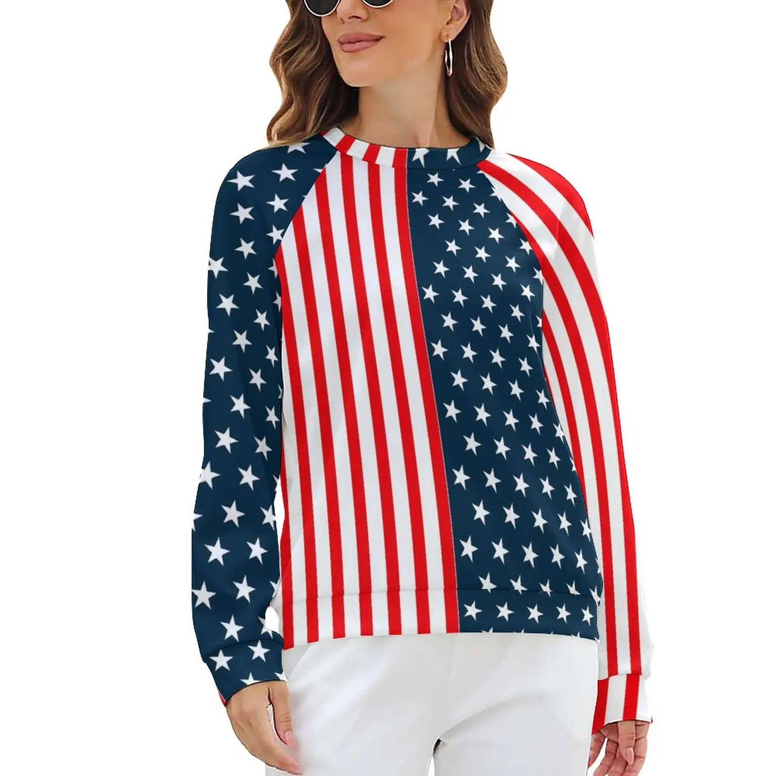 

American Flag Hoodies Female Long Sleeve The Stars And Stripes Cute Casual Hoodie New Arrival Street Style Oversize Sweatshirts