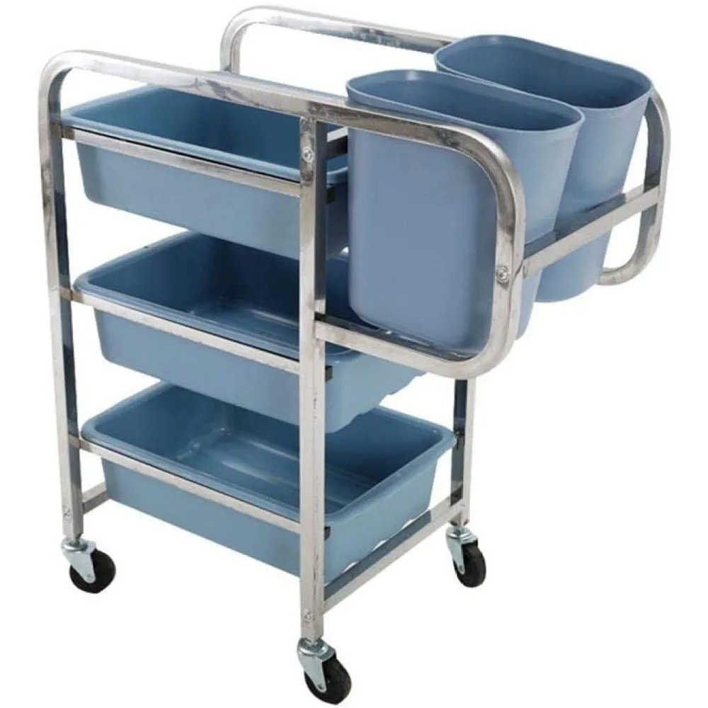 Serving Trolley Kitchen Storage Cart Multifunctional Stainless Steel and Plastic Restaurant Utility Cart Perfect for