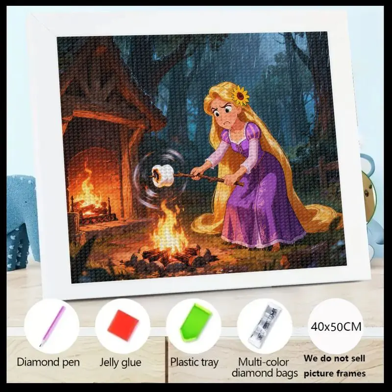 

1 шт. 5D DIY мультфильм принцесса Рапунцель комплект алмазной живописи, полная дрель кристаллический драгоценный камень искусство с жарением зефир костра S