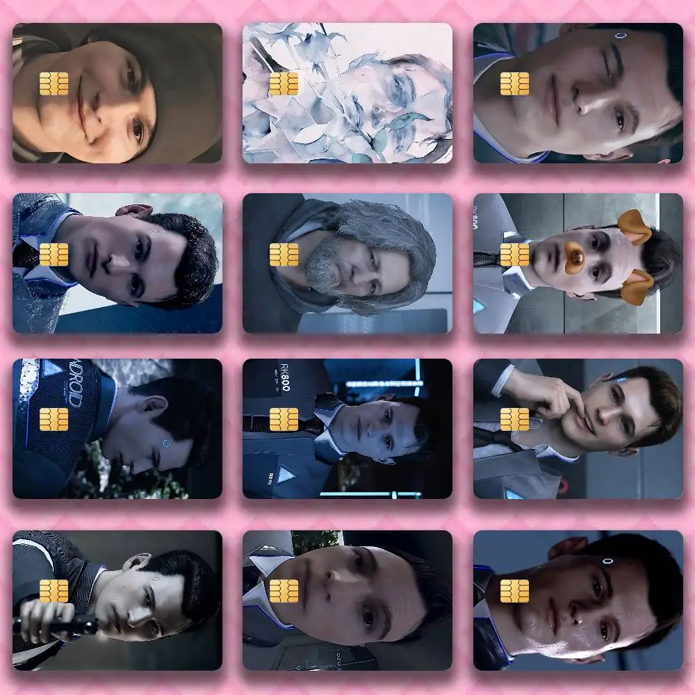 Autocollant de jeu D-Detroit Become Human pour carte de crédit et de débit, film adhésif imperméable à l'eau, motif dessin animé, petite puce