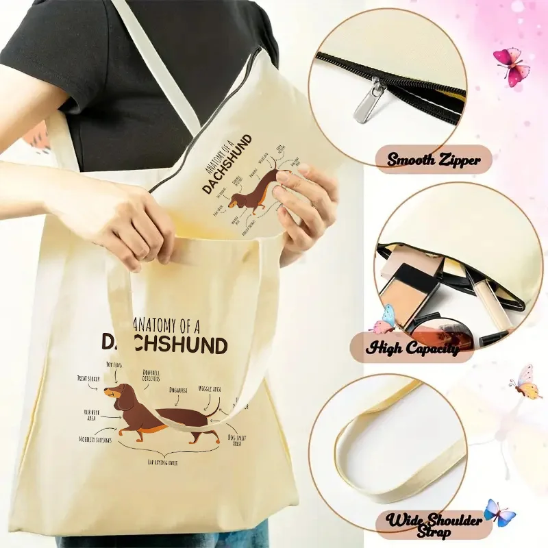 

Набор сумок: косметичка и шоппер из холщовой ткани с принтом, сумка-тоут, сумка через плечо, женские сумки на заказ