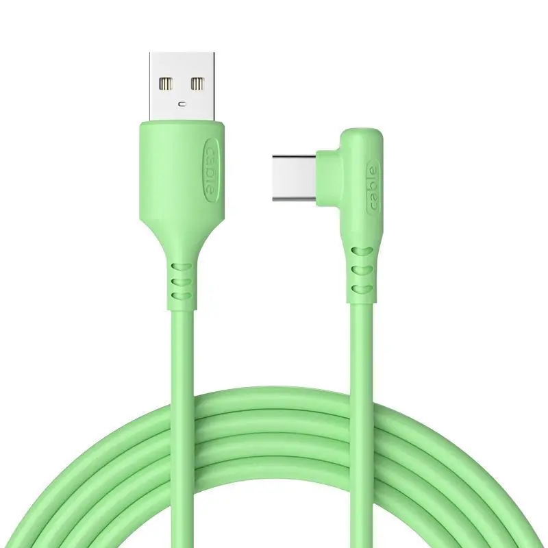 Liquid Silicone 5A Fast Charging USB-A Typec Micro Elbow Data Cable for Game for Samsung Xiaomi Huawei Mobile Phone Quick Cord